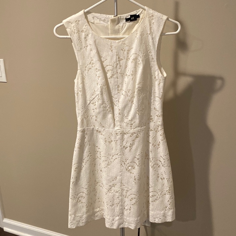 White Lace Short Dress